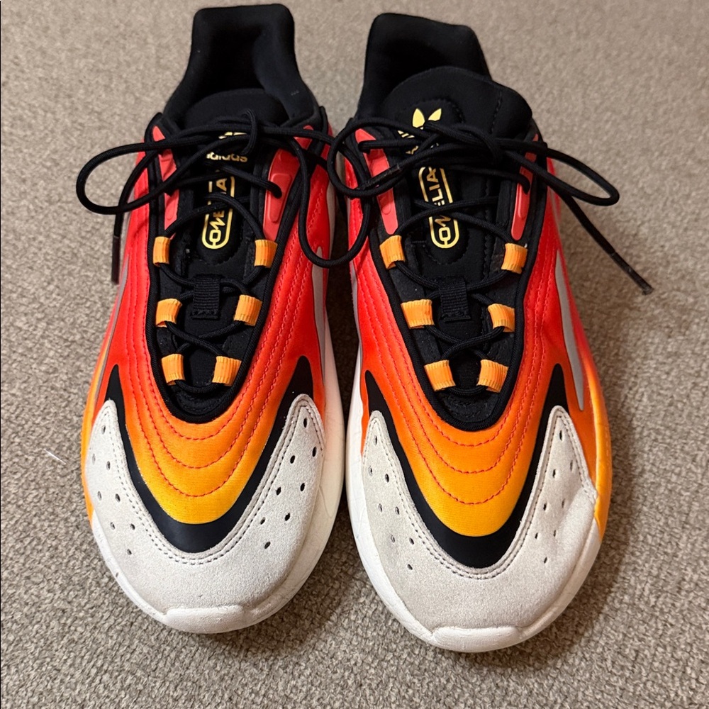Adidas Men's Black, Red, and Orange Sneakers